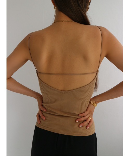 TRUNC（トランクエイティーエイト）の「Rib Line Cross Camisole（キャミソール・レディース・ベージュ・FREE）」の6枚目の写真