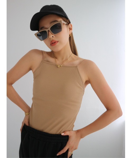 TRUNC（トランクエイティーエイト）の「Rib Line Cross Camisole（キャミソール・レディース・ベージュ・FREE）」の9枚目の写真