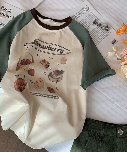LYEON(リヨン)の「strawberry Tシャツ(Tシャツ/カットソー・レディース・グリーン/ブラウン・FREE)」の11枚目の写真