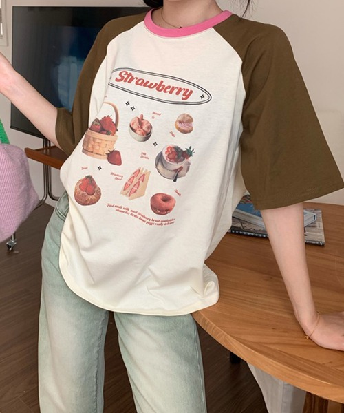 LYEON(リヨン)の「strawberry Tシャツ(Tシャツ/カットソー・レディース・グリーン/ブラウン・FREE)」の15枚目の写真