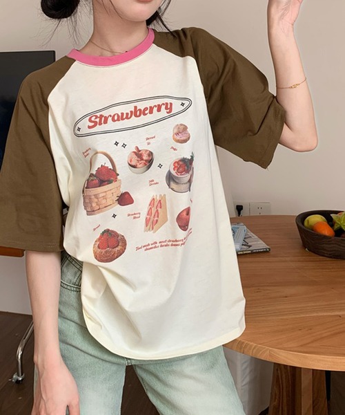 LYEON(リヨン)の「strawberry Tシャツ(Tシャツ/カットソー・レディース・グリーン/ブラウン・FREE)」の13枚目の写真