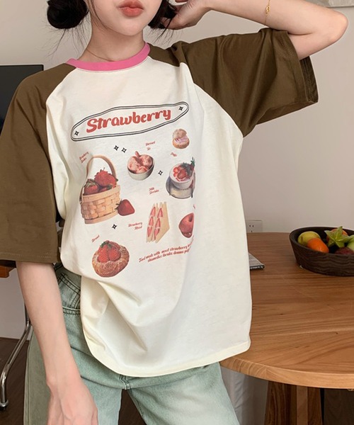 LYEON(リヨン)の「strawberry Tシャツ(Tシャツ/カットソー・レディース・グリーン/ブラウン・FREE)」の5枚目の写真