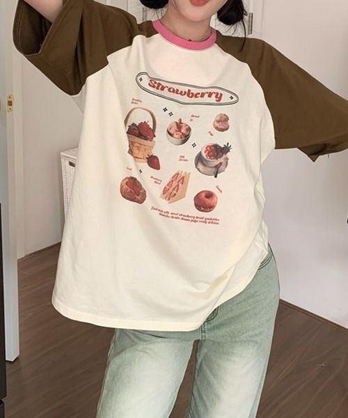 LYEON(リヨン)の「strawberry Tシャツ(Tシャツ/カットソー・レディース・グリーン/ブラウン・FREE)」の8枚目の写真
