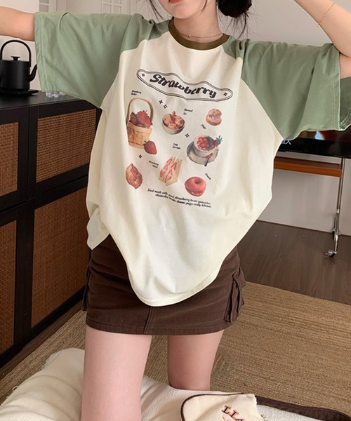 LYEON(リヨン)の「strawberry Tシャツ(Tシャツ/カットソー・レディース・グリーン/ブラウン・FREE)」の18枚目の写真