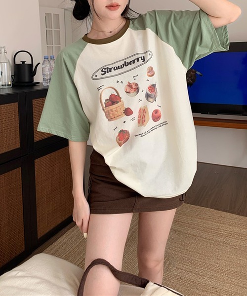LYEON(リヨン)の「strawberry Tシャツ(Tシャツ/カットソー・レディース・グリーン/ブラウン・FREE)」の14枚目の写真