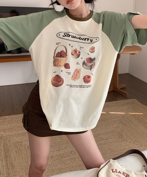 LYEON(リヨン)の「strawberry Tシャツ(Tシャツ/カットソー・レディース・グリーン/ブラウン・FREE)」の10枚目の写真