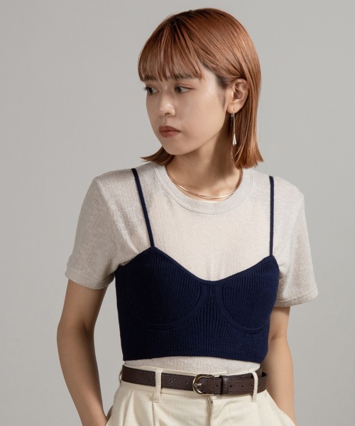 トップス Eaphi lacework ami knit bustier トップス eaphi / lacework ami knit bustier eaphi / lacework
