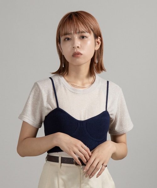 Crochet Knit Bustier ネイビー　新品未使用 Crochet Knit Bustier ネイビー 未使用