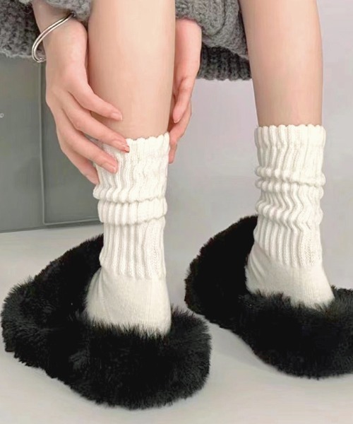 Futier land（フューティアランド）の「厚手リブソックス（ソックス/靴下・レディース・グレー/ホワイト/ブラック・FREE）」の17枚目の写真