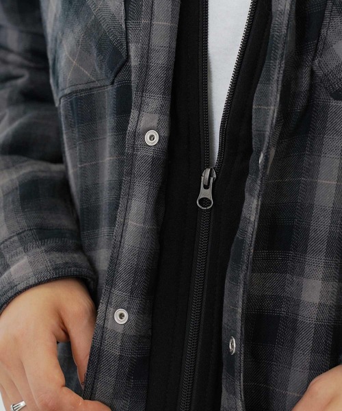Dickies(ディッキーズ)の「Dickies / ディッキーズ HOODED FLANNEL SHIRT JACK W/ HYDROSHIELD DWR RELAXED フランネル シャツ ジャケット(シャツ/ブラウス・メンズ・ネイビー/ブラック/ブラック系その他/カーキ・MEDIUM/LARGE/X-LARGE)」の14枚目の写真