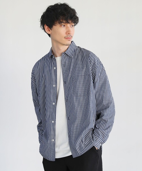 LIL VENDARS(リルヴェンダース)の「セミルーズリラクシングブロード長袖シャツ(シャツ/ブラウス・メンズ・ホワイト/ネイビー系/サックスブルー/チャコール/ホワイト系/ベージュ・XL/M/L)」の6枚目の写真