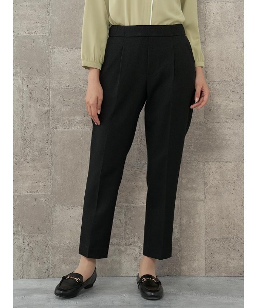 Perfect Suit FActory（パーフェクトスーツファクトリー）の「【お仕事OK】美単テーパードパンツ　ウーリッシュ　ブラック/ライトグレー/チャコールグレー/グリーン（スラックス・レディース・チャコールグレー/ライトグレー/ブラック/グリーン・M/S/L/SS）」の2枚目の写真