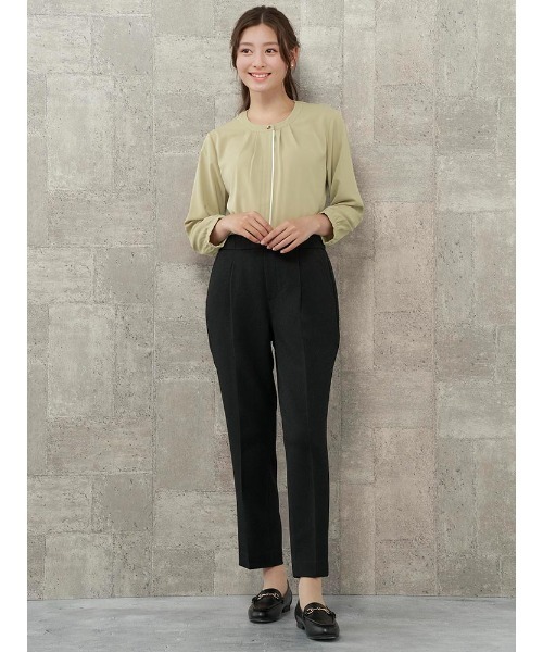 Perfect Suit FActory（パーフェクトスーツファクトリー）の「【お仕事OK】美単テーパードパンツ　ウーリッシュ　ブラック/ライトグレー/チャコールグレー/グリーン（スラックス・レディース・チャコールグレー/ライトグレー/ブラック/グリーン・M/S/L/SS）」の7枚目の写真