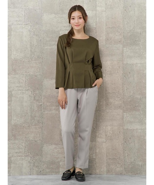 Perfect Suit FActory（パーフェクトスーツファクトリー）の「【お仕事OK】美単テーパードパンツ　ウーリッシュ　ブラック/ライトグレー/チャコールグレー/グリーン（スラックス・レディース・チャコールグレー/ライトグレー/ブラック/グリーン・M/S/L/SS）」の22枚目の写真