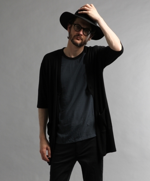 HARE（ハレ）の「ロングカットカーディガン5分袖(HARE)（カーディガン/ボレロ・メンズ・ブラック/カーキ/グレー・MEDIUM/SMALL）」の2枚目の写真