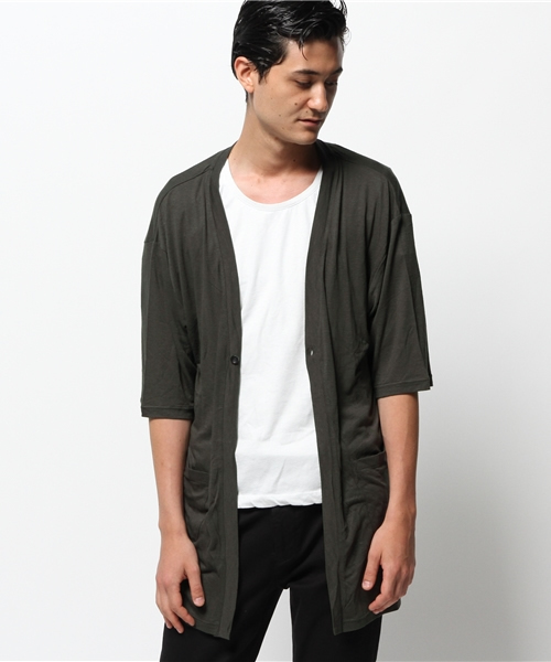 HARE（ハレ）の「ロングカットカーディガン5分袖(HARE)（カーディガン/ボレロ・メンズ・ブラック/カーキ/グレー・MEDIUM/SMALL）」の19枚目の写真