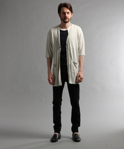 HARE（ハレ）の「ロングカットカーディガン5分袖(HARE)（カーディガン/ボレロ・メンズ・ブラック/カーキ/グレー・MEDIUM/SMALL）」の4枚目の写真