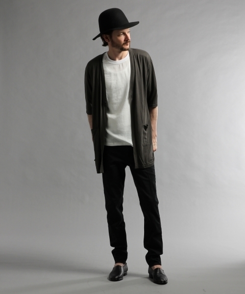 HARE（ハレ）の「ロングカットカーディガン5分袖(HARE)（カーディガン/ボレロ・メンズ・ブラック/カーキ/グレー・MEDIUM/SMALL）」の5枚目の写真