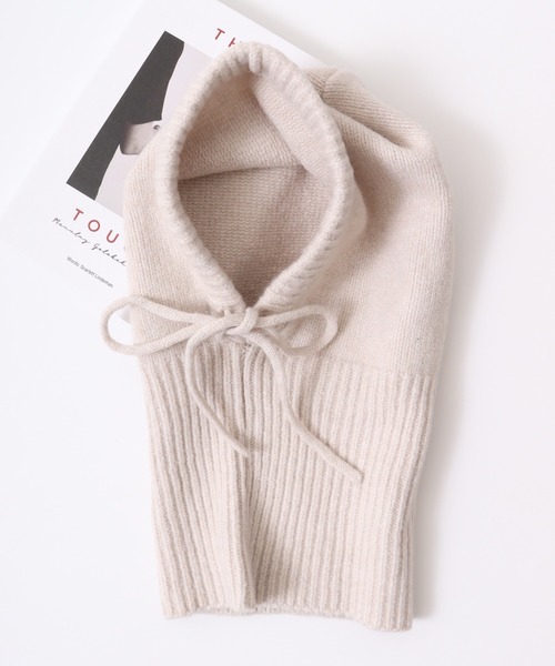 FUNALIVE（ファンアライブ）の「PAGE ONE バラクラバフーディ（ネックウォーマー/スヌード・レディース・ブラック/アイボリー/レッド/ブルー/グレー・FREE）」の7枚目の写真