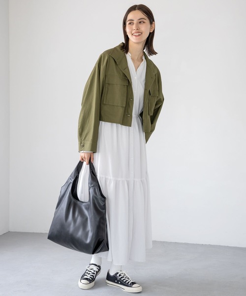 LEPSIM（レプシィム）の「ショートミリタリージャケット　961525（ミリタリージャケット・レディース・ベージュ/カーキ/チャコールグレー・FREE）」の13枚目の写真