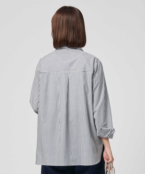 BACK NUMBER（バックナンバー）の「【BACK NUMBER】（Cafe Shirt）ブロードレギュラー長袖シャツ（シャツ/ブラウス・レディース・ホワイト/ホワイト×ネイビー/ホワイト×ブルー・M/L）」の10枚目の写真