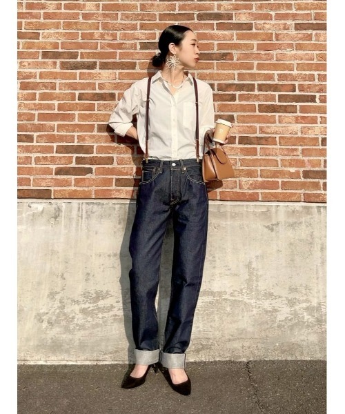 BACK NUMBER（バックナンバー）の「【BACK NUMBER】（Cafe Shirt）ブロードレギュラー長袖シャツ（シャツ/ブラウス・レディース・ホワイト/ホワイト×ネイビー/ホワイト×ブルー・M/L）」の15枚目の写真