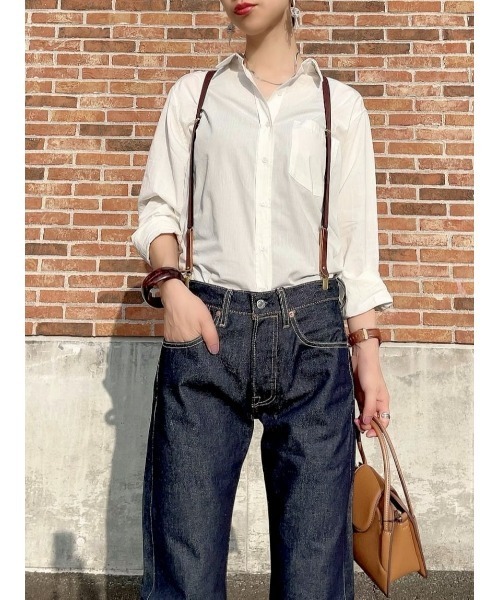 BACK NUMBER（バックナンバー）の「【BACK NUMBER】（Cafe Shirt）ブロードレギュラー長袖シャツ（シャツ/ブラウス・レディース・ホワイト/ホワイト×ネイビー/ホワイト×ブルー・M/L）」の18枚目の写真