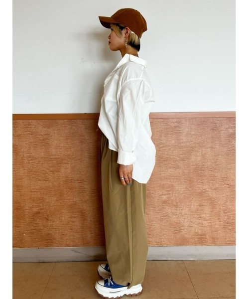 BACK NUMBER（バックナンバー）の「【BACK NUMBER】（Cafe Shirt）ブロードレギュラー長袖シャツ（シャツ/ブラウス・レディース・ホワイト/ホワイト×ネイビー/ホワイト×ブルー・M/L）」の12枚目の写真