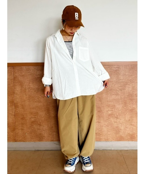 BACK NUMBER（バックナンバー）の「【BACK NUMBER】（Cafe Shirt）ブロードレギュラー長袖シャツ（シャツ/ブラウス・レディース・ホワイト/ホワイト×ネイビー/ホワイト×ブルー・M/L）」の14枚目の写真