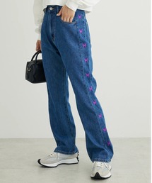 Green　Parks | ・Double　Flags　チョウチョ刺繍フレアデニム(デニムパンツ)