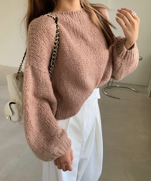 SEN TOKYO(セントーキョー)の「パフィーなシルエットが可愛らしい!ウールタッチ オーバーサイズニット(ニット/セーター・レディース・グリーン/ピンク/ベージュ/ブルー・FREE)」の2枚目の写真