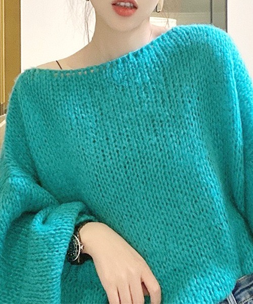 SEN TOKYO(セントーキョー)の「パフィーなシルエットが可愛らしい!ウールタッチ オーバーサイズニット(ニット/セーター・レディース・グリーン/ピンク/ベージュ/ブルー・FREE)」の6枚目の写真