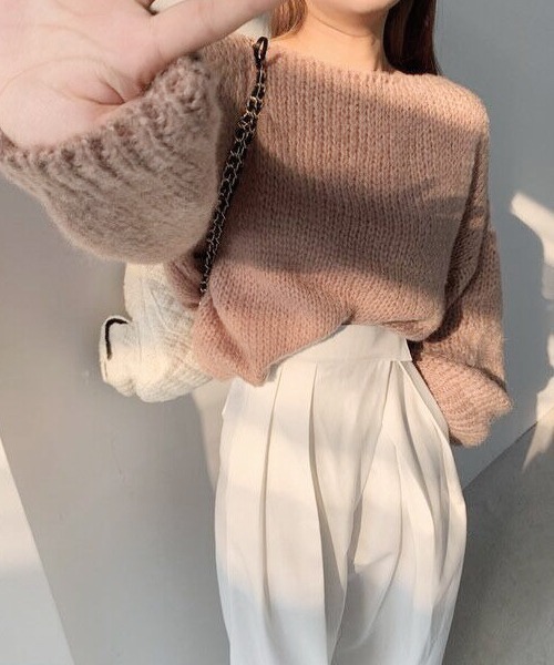 SEN TOKYO(セントーキョー)の「パフィーなシルエットが可愛らしい!ウールタッチ オーバーサイズニット(ニット/セーター・レディース・グリーン/ピンク/ベージュ/ブルー・FREE)」の10枚目の写真
