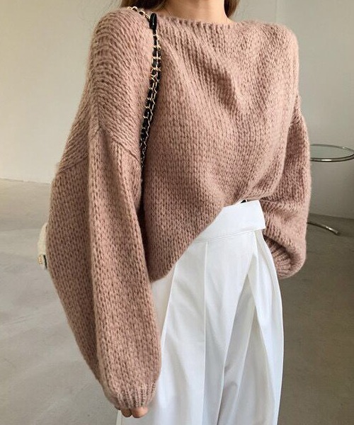 SEN TOKYO(セントーキョー)の「パフィーなシルエットが可愛らしい!ウールタッチ オーバーサイズニット(ニット/セーター・レディース・グリーン/ピンク/ベージュ/ブルー・FREE)」の11枚目の写真