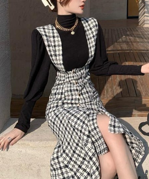 PIN(ピン)の「TWEEDマーメイドジャンスカ(ジャンパースカート・レディース・ブラック・S/M/L)」の3枚目の写真