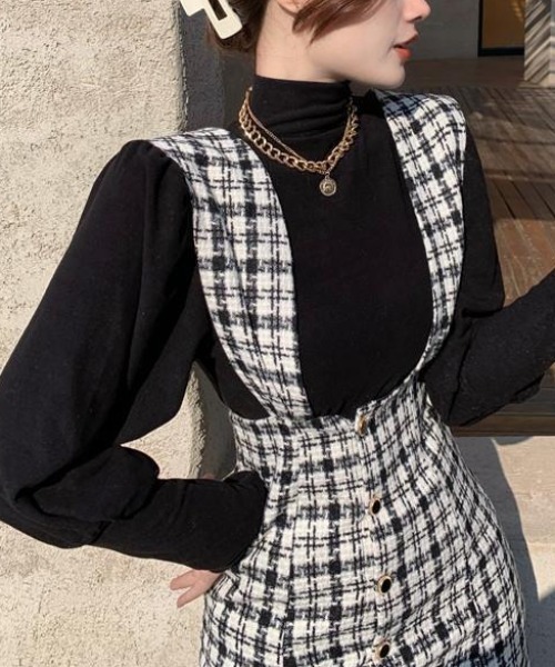 PIN(ピン)の「TWEEDマーメイドジャンスカ(ジャンパースカート・レディース・ブラック・S/M/L)」の9枚目の写真