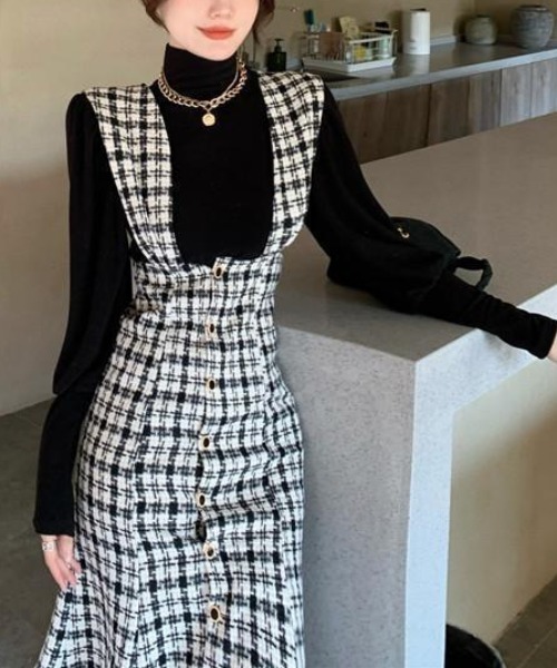 PIN(ピン)の「TWEEDマーメイドジャンスカ(ジャンパースカート・レディース・ブラック・S/M/L)」の5枚目の写真