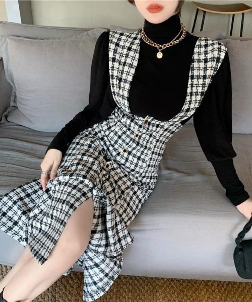 PIN(ピン)の「TWEEDマーメイドジャンスカ(ジャンパースカート・レディース・ブラック・S/M/L)」の6枚目の写真