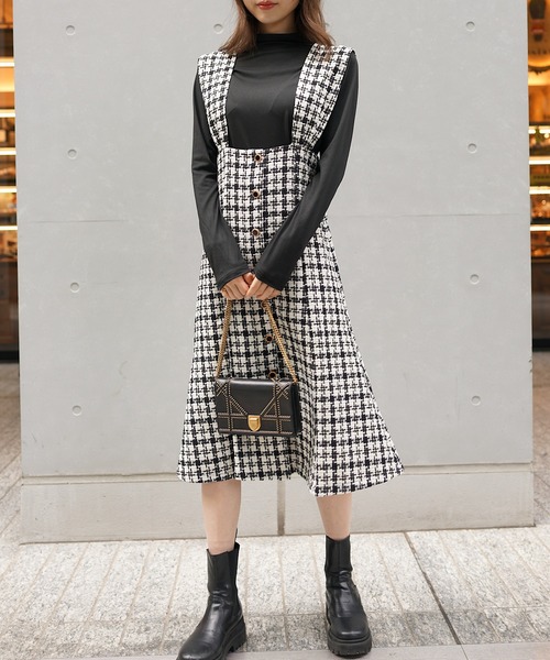 PIN(ピン)の「TWEEDマーメイドジャンスカ(ジャンパースカート・レディース・ブラック・S/M/L)」の16枚目の写真