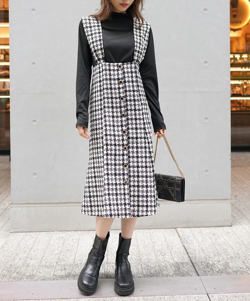 PIN(ピン)の「TWEEDマーメイドジャンスカ(ジャンパースカート・レディース・ブラック・S/M/L)」の15枚目の写真