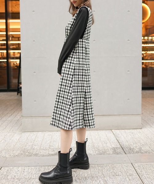 PIN(ピン)の「TWEEDマーメイドジャンスカ(ジャンパースカート・レディース・ブラック・S/M/L)」の19枚目の写真