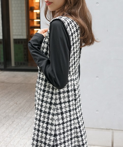 PIN(ピン)の「TWEEDマーメイドジャンスカ(ジャンパースカート・レディース・ブラック・S/M/L)」の22枚目の写真