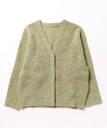 ポリウーリーカラーMIXVネックニットカーディガン