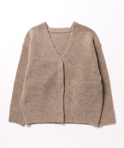 STYLEBLOCK（スタイルブロック）の「ポリウーリーカラーMIXVネックニットカーディガン（カーディガン/ボレロ・レディース・オレンジ/ブルー/グリーン/パープル・M）」の6枚目の写真