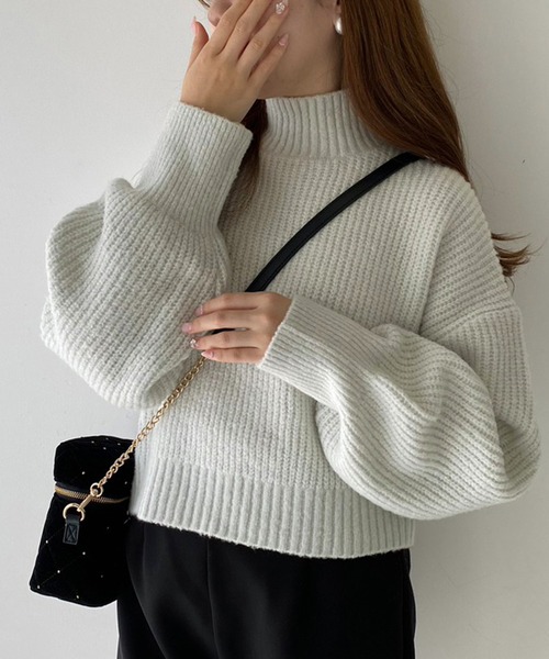 one after another NICE CLAUP（ワンアフターアナザーナイスクラップ）の「ふわもちカラフルニットプルオーバー（ニット/セーター・レディース・ライトピンク/サックスブルー/ピンク/オフホワイト/チャコールグレー/ラベンダー/イエロー/ベージュ/ミント・FREE）」の5枚目の写真