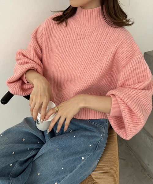 one after another NICE CLAUP（ワンアフターアナザーナイスクラップ）の「ふわもちカラフルニットプルオーバー（ニット/セーター・レディース・ライトピンク/サックスブルー/ピンク/オフホワイト/チャコールグレー/ラベンダー/イエロー/ベージュ/ミント・FREE）」の10枚目の写真