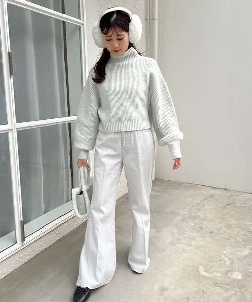 one after another NICE CLAUP（ワンアフターアナザーナイスクラップ）の「ふわもちカラフルニットプルオーバー（ニット/セーター・レディース・ライトピンク/サックスブルー/ピンク/オフホワイト/チャコールグレー/ラベンダー/イエロー/ベージュ/ミント・FREE）」の15枚目の写真