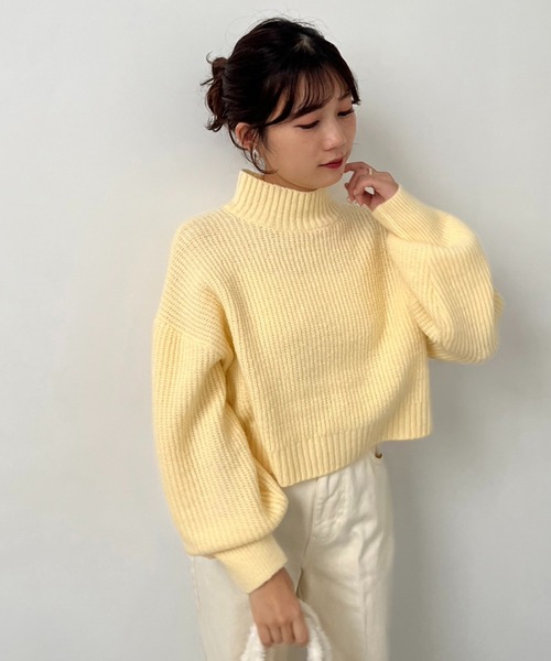 one after another NICE CLAUP（ワンアフターアナザーナイスクラップ）の「ふわもちカラフルニットプルオーバー（ニット/セーター・レディース・ライトピンク/サックスブルー/ピンク/オフホワイト/チャコールグレー/ラベンダー/イエロー/ベージュ/ミント・FREE）」の18枚目の写真