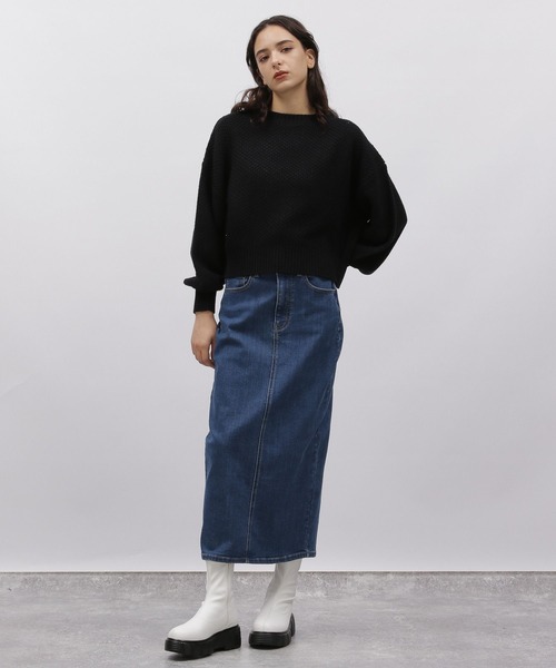 LAKOLE(ラコレ)の「ジガラ編みニットプルオーバー / 977357(ニット/セーター・レディース・ナチュラル/ブルー/ブラック・MEDIUM/SMALL)」の4枚目の写真