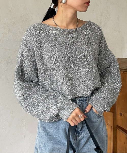 Thevon（ゼボン）の「フェザーラメショート丈ニット（ニット